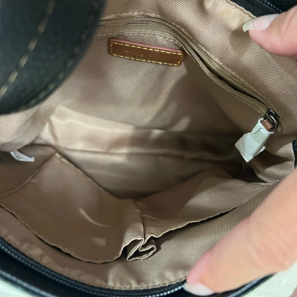 The Sak Brown Pebble Leather Shoulder Bag With Contrast Stitching
